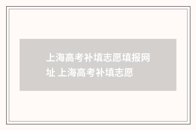 上海高考补填志愿填报网址 上海高考补填志愿