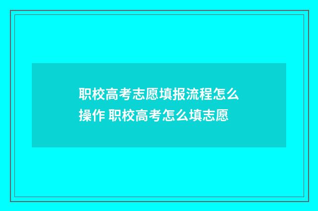 职校高考志愿填报流程怎么操作 职校高考怎么填志愿