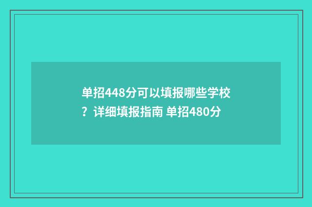 单招448分可以填报哪些学校？详细填报指南 单招480分