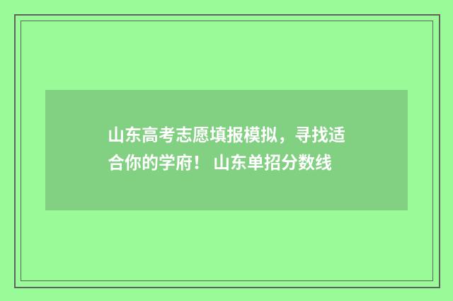 山东高考志愿填报模拟，寻找适合你的学府！ 山东单招分数线