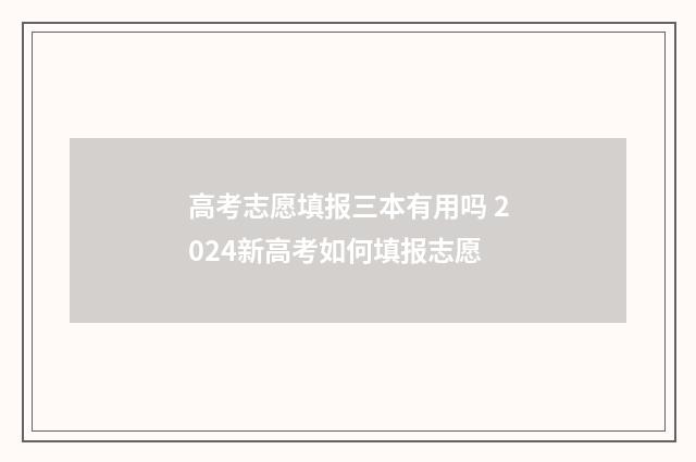 高考志愿填报三本有用吗 2024新高考如何填报志愿