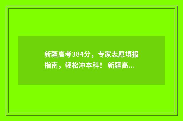 新疆高考384分，专家志愿填报指南，轻松冲本科！ 新疆高考370