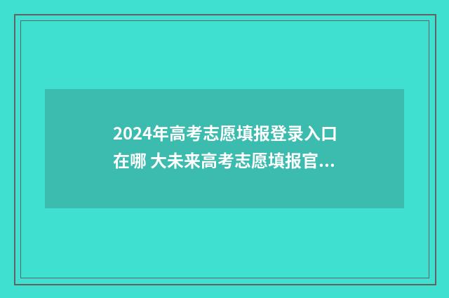 2024年高考志愿填报登录入口在哪 大未来高考志愿填报官网