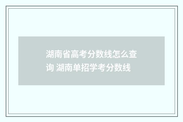 湖南省高考分数线怎么查询 湖南单招学考分数线