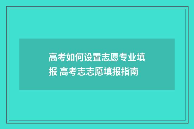 高考如何设置志愿专业填报 高考志志愿填报指南