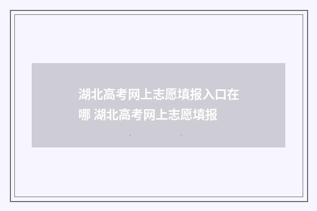 湖北高考网上志愿填报入口在哪 湖北高考网上志愿填报