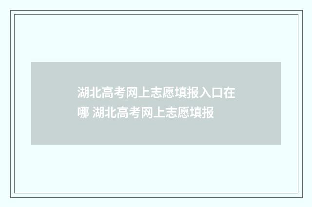湖北高考网上志愿填报入口在哪 湖北高考网上志愿填报
