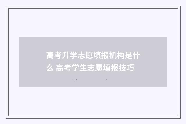 高考升学志愿填报机构是什么 高考学生志愿填报技巧