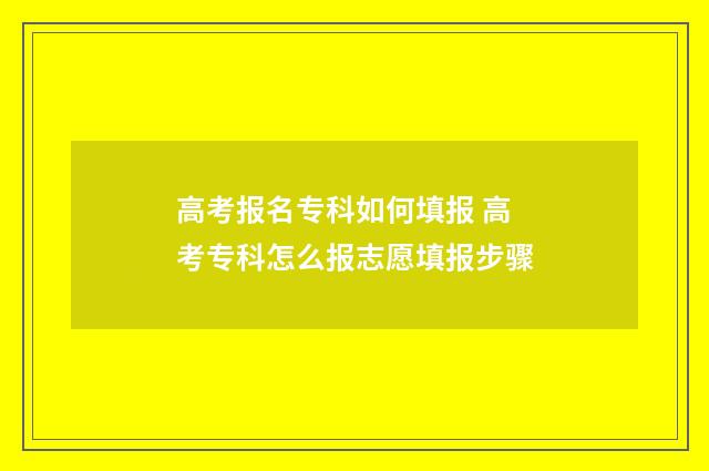 高考报名专科如何填报 高考专科怎么报志愿填报步骤