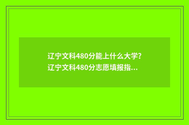 辽宁文科480分能上什么大学？辽宁文科480分志愿填报指南 辽宁文科480分能上本科吗