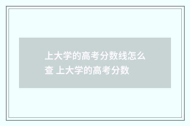 上大学的高考分数线怎么查 上大学的高考分数