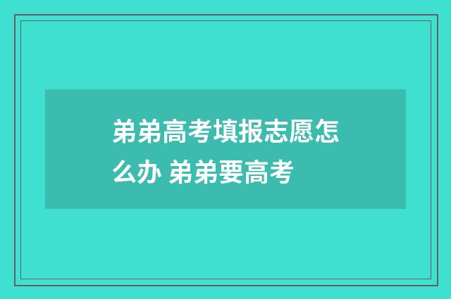 弟弟高考填报志愿怎么办 弟弟要高考