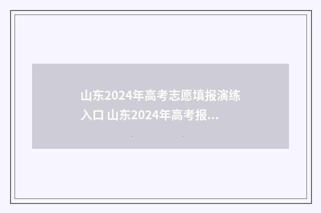 山东2024年高考志愿填报演练入口 山东2024年高考报名