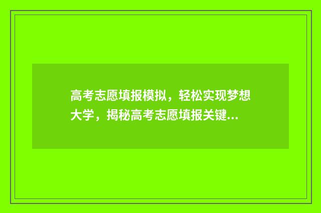 高考志愿填报模拟，轻松实现梦想大学，揭秘高考志愿填报关键点 高考志愿填报模拟表样本