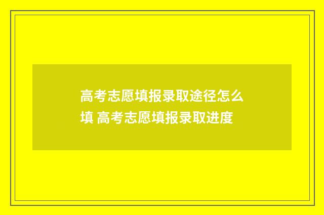 高考志愿填报录取途径怎么填 高考志愿填报录取进度