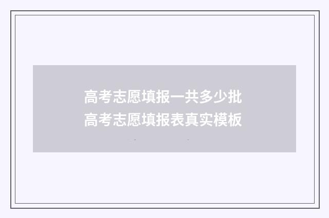 高考志愿填报一共多少批 高考志愿填报表真实模板