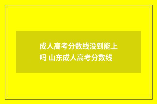 成人高考分数线没到能上吗 山东成人高考分数线