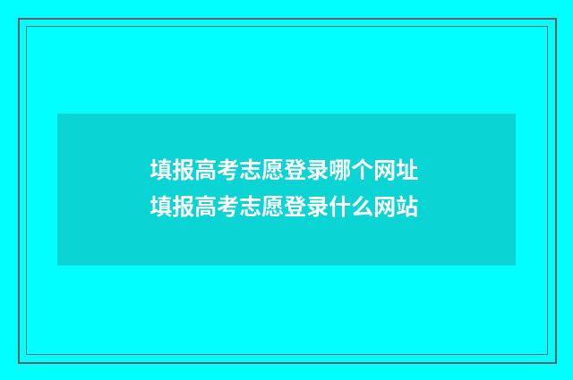 填报高考志愿登录哪个网址 填报高考志愿登录什么网站