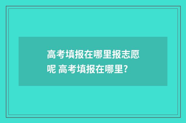 高考填报在哪里报志愿呢 高考填报在哪里?