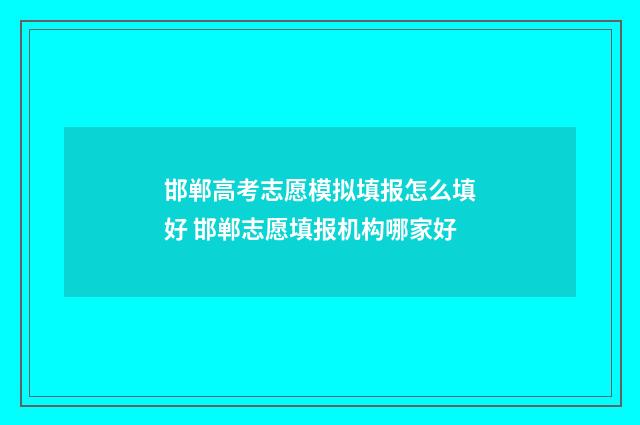 邯郸高考志愿模拟填报怎么填好 邯郸志愿填报机构哪家好