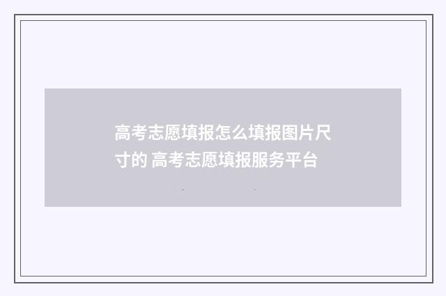 高考志愿填报怎么填报图片尺寸的 高考志愿填报服务平台