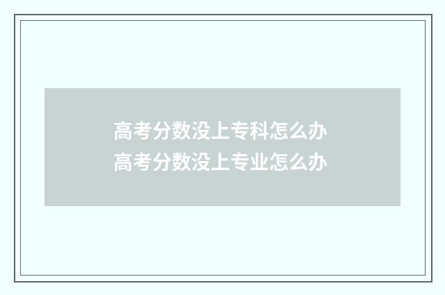 高考分数没上专科怎么办 高考分数没上专业怎么办