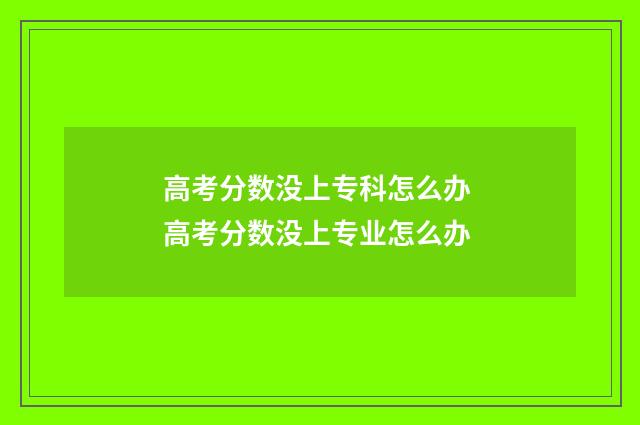 高考分数没上专科怎么办 高考分数没上专业怎么办