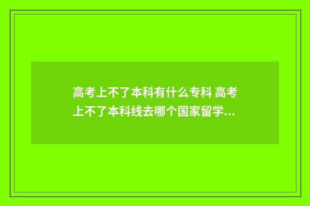 高考上不了本科有什么专科 高考上不了本科线去哪个国家留学好