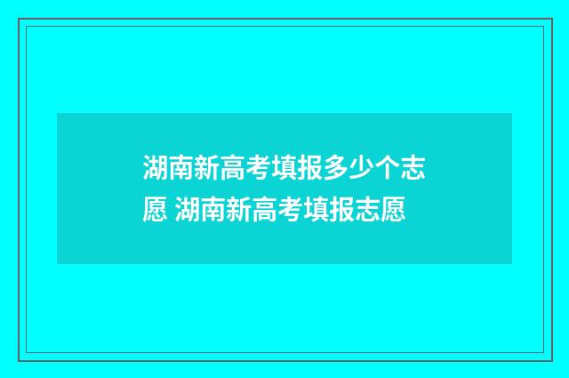 湖南新高考填报多少个志愿 湖南新高考填报志愿