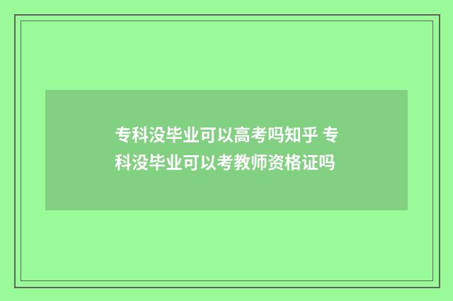 专科没毕业可以高考吗知乎 专科没毕业可以考教师资格证吗