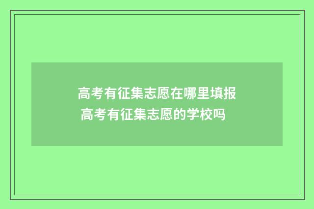 高考有征集志愿在哪里填报 高考有征集志愿的学校吗