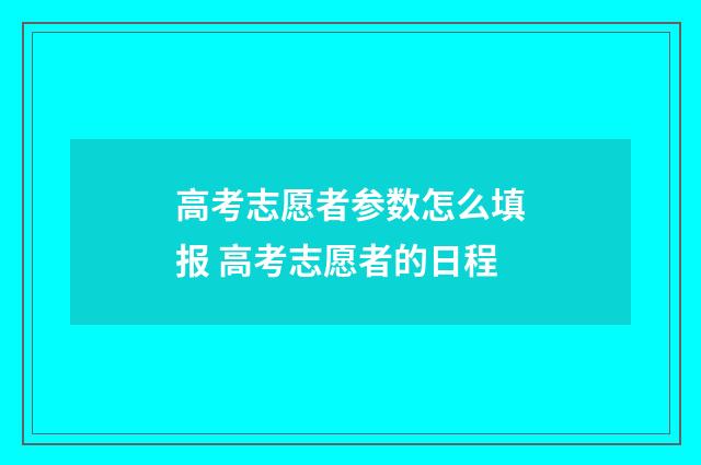 高考志愿者参数怎么填报 高考志愿者的日程