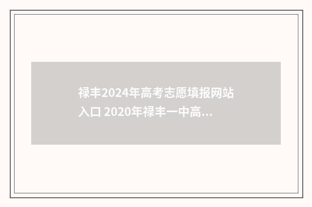 禄丰2024年高考志愿填报网站入口 2020年禄丰一中高考喜报