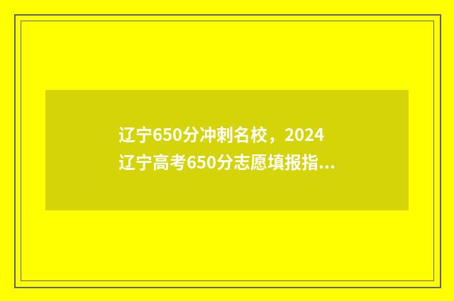 辽宁650分冲刺名校，2024辽宁高考650分志愿填报指南 2021年 辽宁省 650分 理科