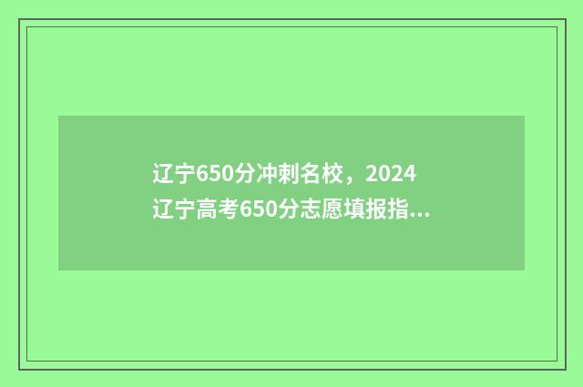 辽宁650分冲刺名校，2024辽宁高考650分志愿填报指南 2021年 辽宁省 650分 理科