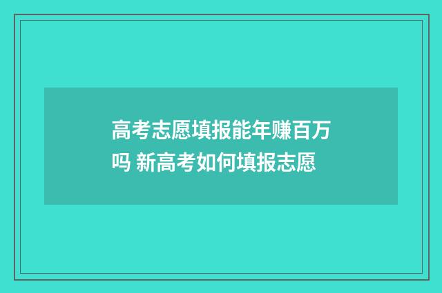 高考志愿填报能年赚百万吗 新高考如何填报志愿