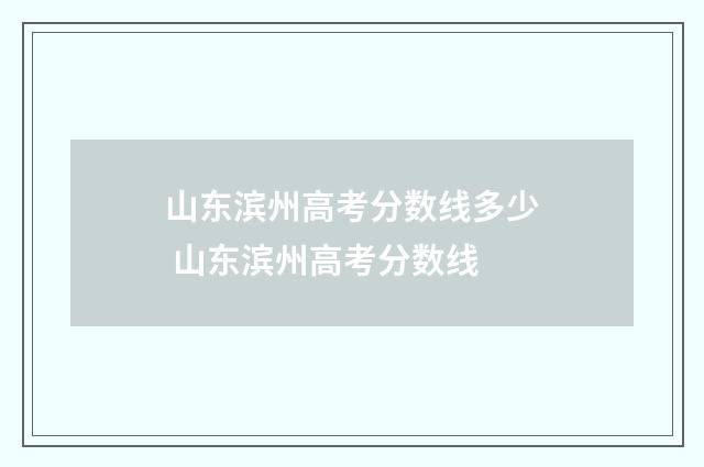 山东滨州高考分数线多少 山东滨州高考分数线