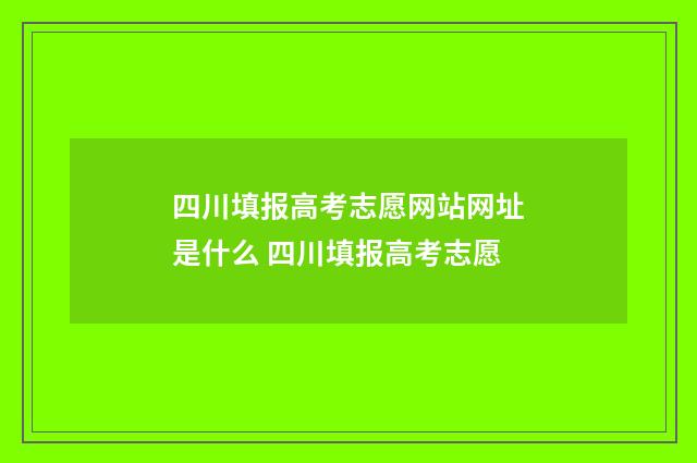 四川填报高考志愿网站网址是什么 四川填报高考志愿
