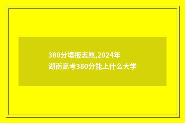 380分填报志愿,2024年湖南高考380分能上什么大学