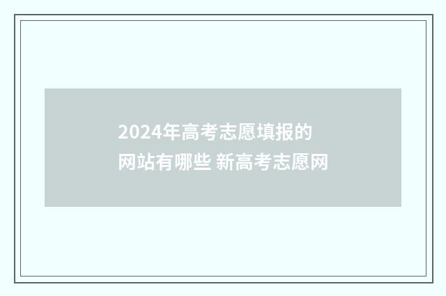 2024年高考志愿填报的网站有哪些 新高考志愿网