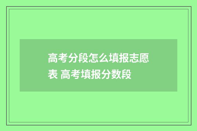 高考分段怎么填报志愿表 高考填报分数段