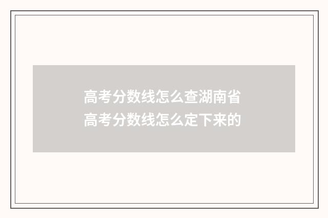 高考分数线怎么查湖南省 高考分数线怎么定下来的