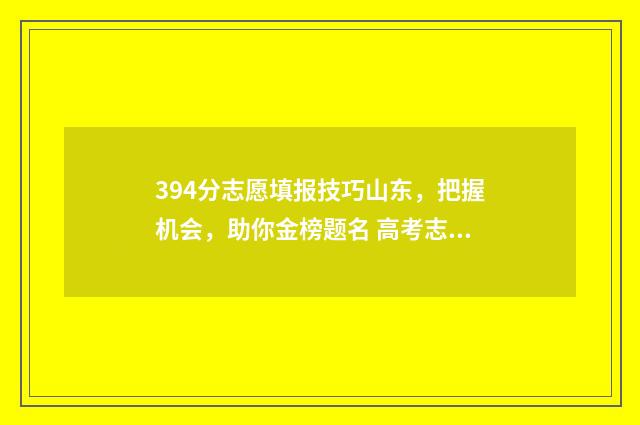 394分志愿填报技巧山东，把握机会，助你金榜题名 高考志愿填报394
