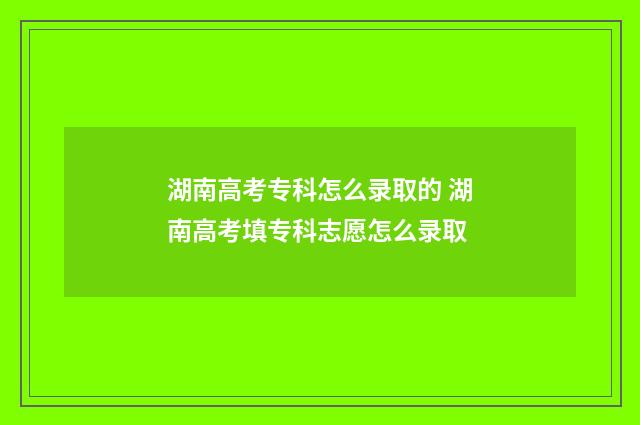 湖南高考专科怎么录取的 湖南高考填专科志愿怎么录取