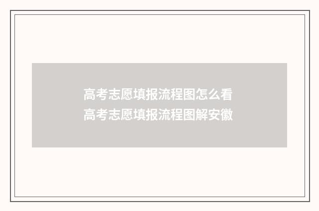 高考志愿填报流程图怎么看 高考志愿填报流程图解安徽