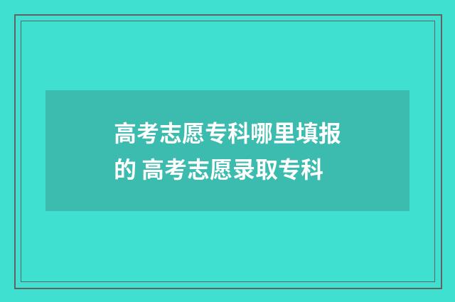 高考志愿专科哪里填报的 高考志愿录取专科