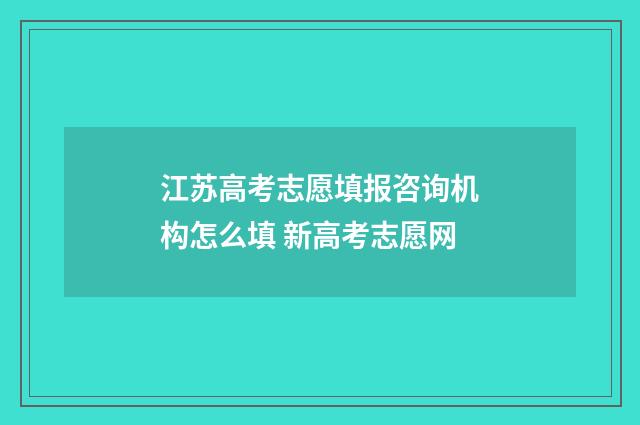 江苏高考志愿填报咨询机构怎么填 新高考志愿网
