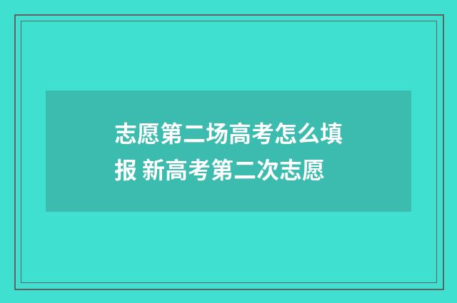 志愿第二场高考怎么填报 新高考第二次志愿