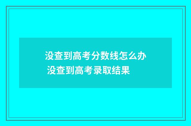 没查到高考分数线怎么办 没查到高考录取结果