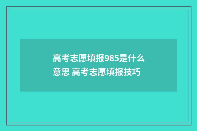 高考志愿填报985是什么意思 高考志愿填报技巧
